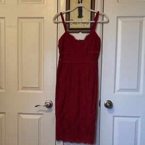 Express Red Lace Midi Dress